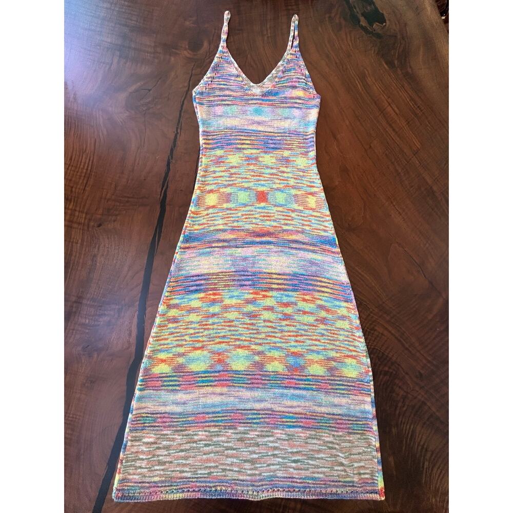 Fate Pastel Rainbow Space Dye Knit Maxi Dress S